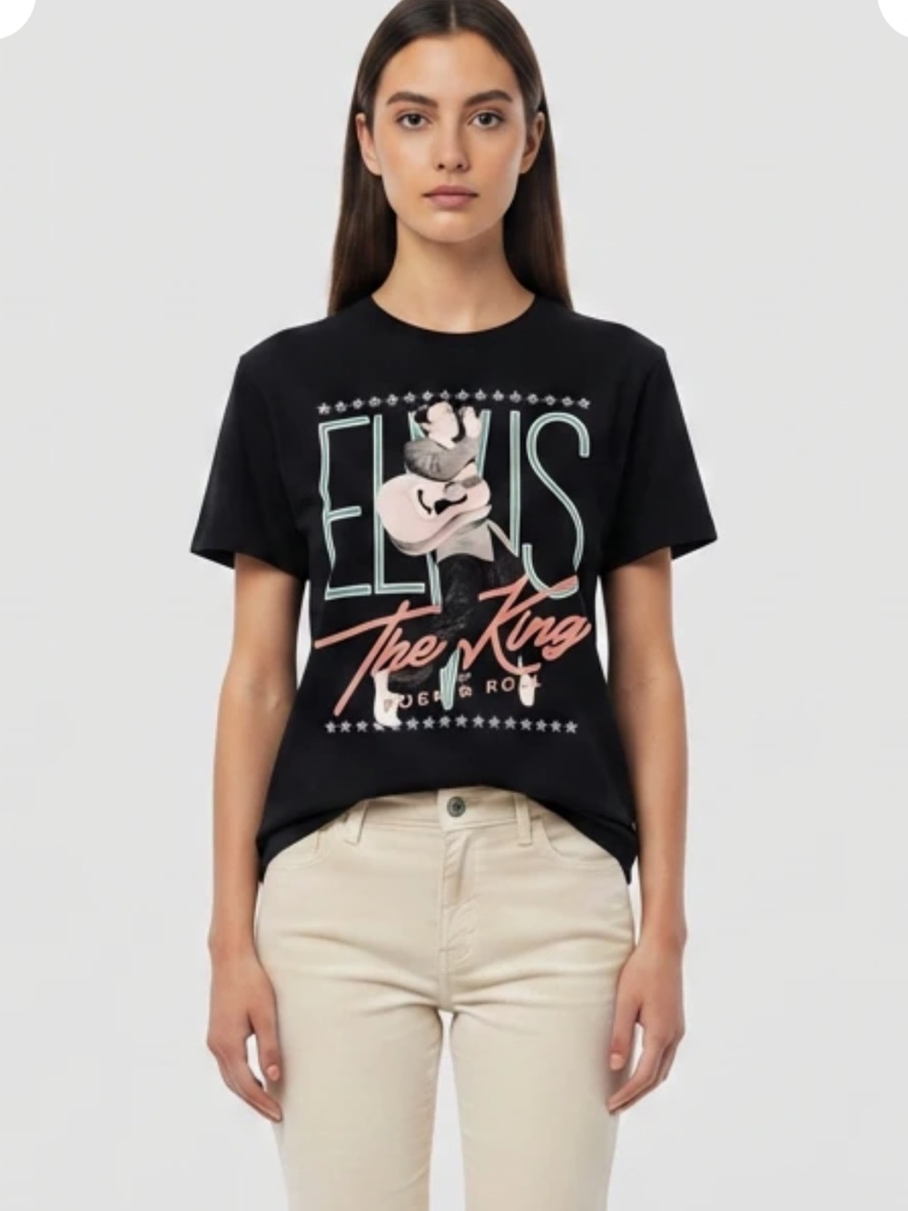 Black Elvis 'The King' Graphic Tee - Women